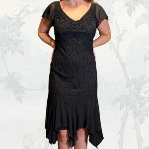 Beaded Fairy Whimsygoth Midi Elegant Black Dress